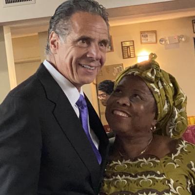Governor Cuomo with a congregant at God's Battalion of Prayer Church on September 24th, 2023